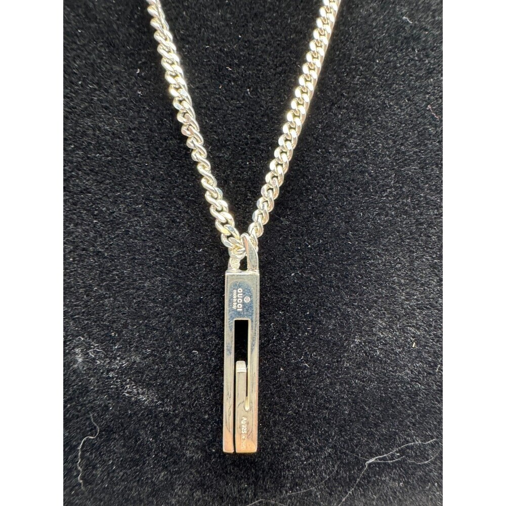 GUCCI Necklace Cut Out G Bar Sterling Silver Unisex Kihei Chain new w/ Box Pouch - Picture 8 of 10